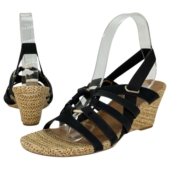 White Mountain Ataps Black Faux Leather Strappy Womens Sandals Size 8M - Picture 9 of 15